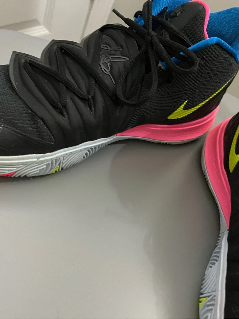 Nike Black Sneakers with Pink, Blue & Neon Yellow Accents